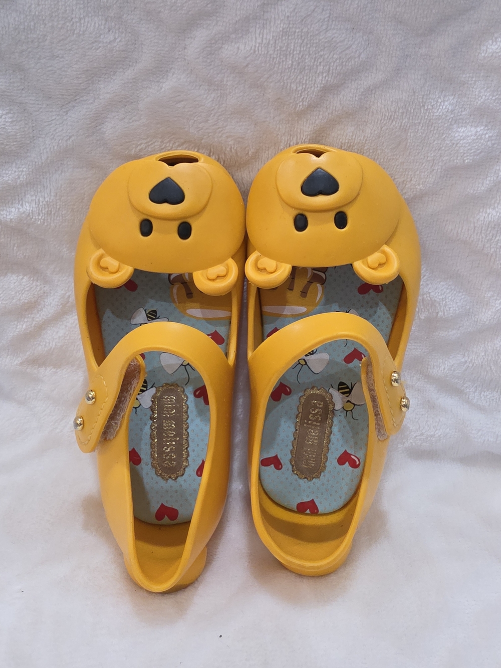 Mini Melissa Kids Sz 6 Toddler Yellow Winnie The Pooh Bear Mary Jane Shoes